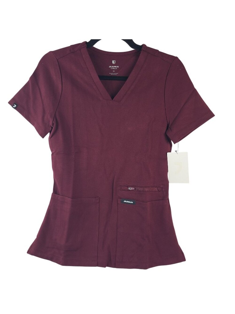 NEW Jaanuu Slim 4-Pocket ULTRAsoft Scrub Top Kass Style Burgundy Sz XS
